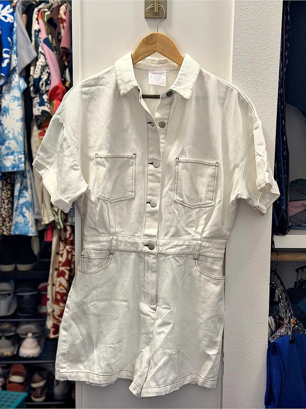 ShopUtility Romper in Off-White Size Large (NWOT)